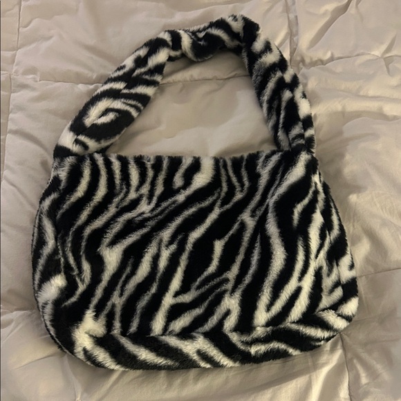 H&M Handbags - H&M Black and White Faux Fur Shoulder Bag